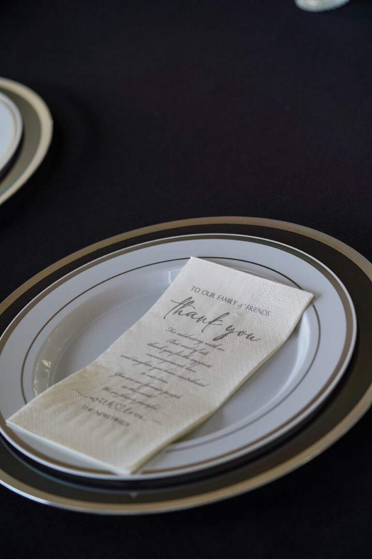 Bar Napkin custom Thank You note or menu printed for bar packages open bar at event or wedding venue brandt 1910 richmond, tx