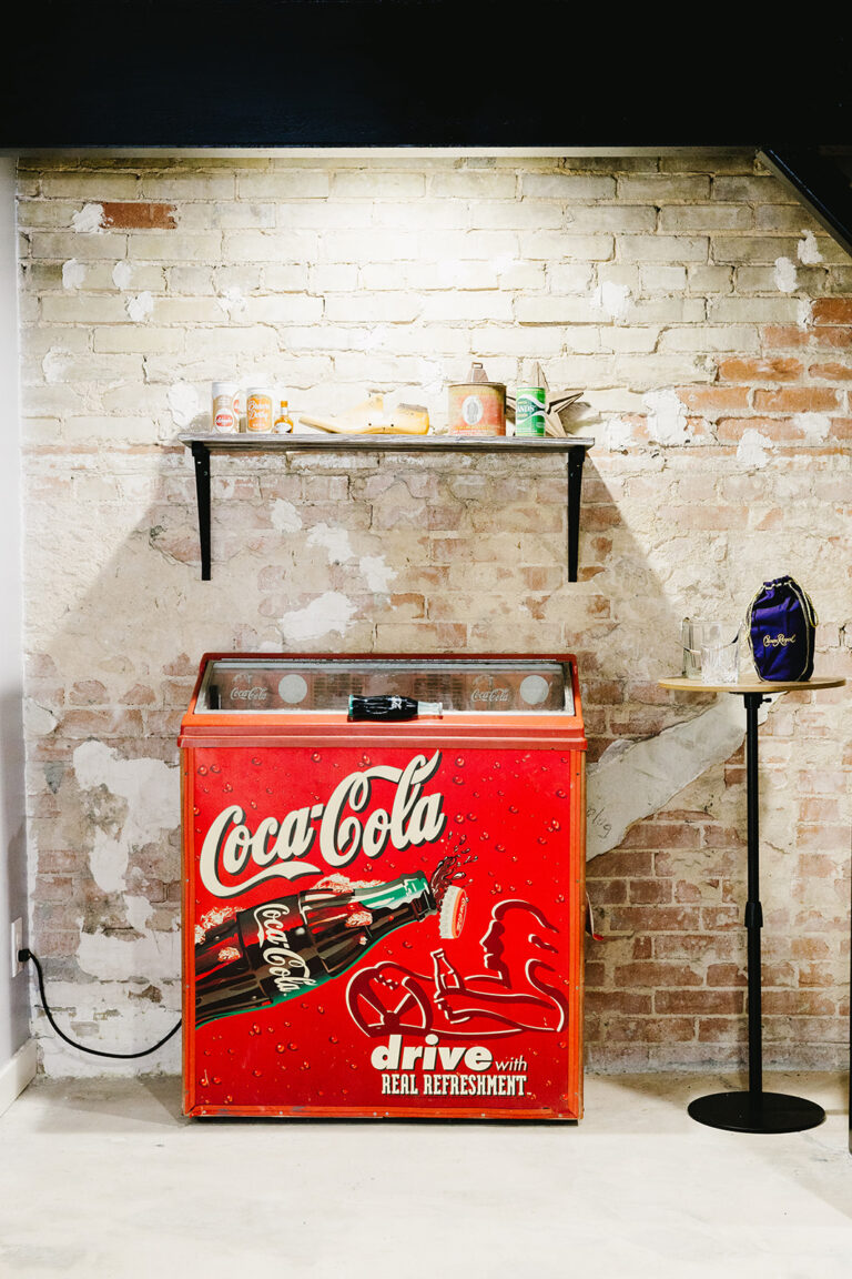 Coca-Cola machine in the groom's suite at Brandt 1910